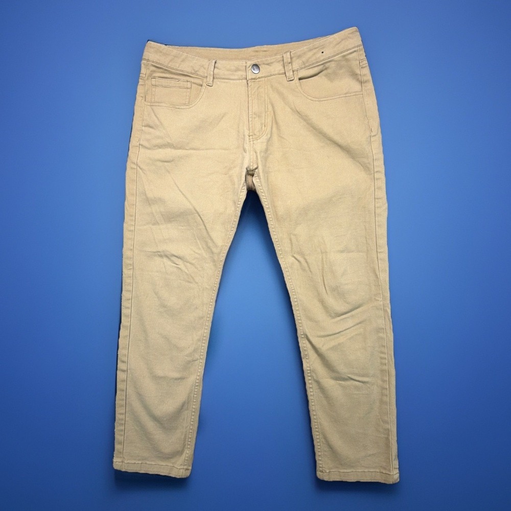 U-510 Mens 32x25 (Fits 34x24) Slim Fit Stretch Chino Pants Khaki Tan Tapered